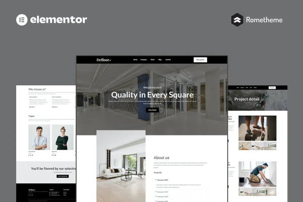 Defloor flooring company Elementor template kit preview