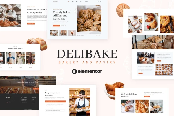 Delibake bakery and pastry Elementor template kit preview