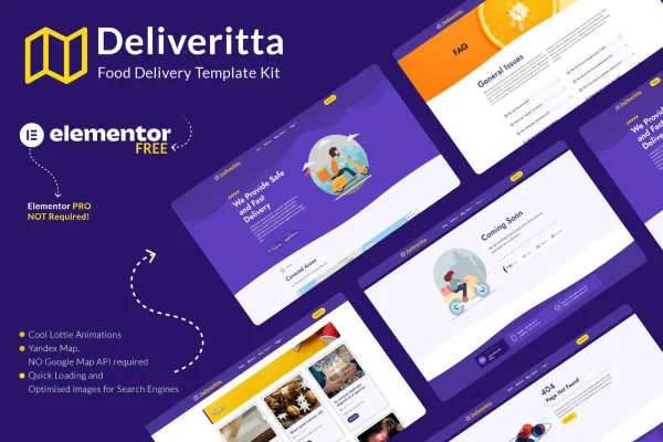Deliveritta food delivery Elementor template kit preview