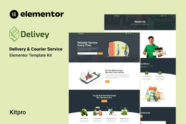 Delivey delivery and courier service Elementor template kit preview
