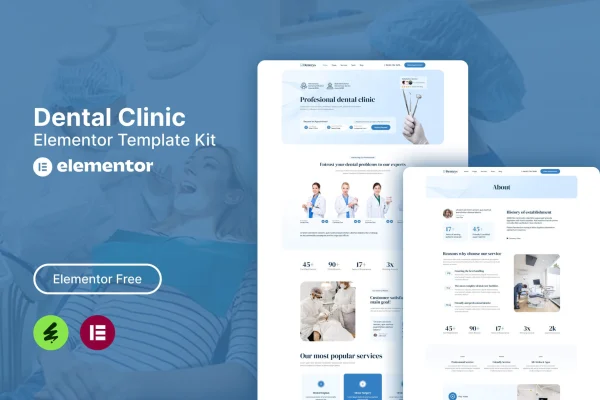 Dentcys dental clinic Elementor template kit cover image
