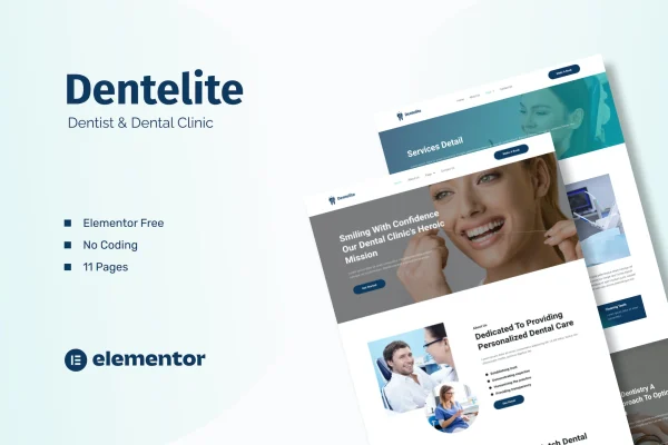 Dentelite dentist and dental clinic Elementor template kit preview