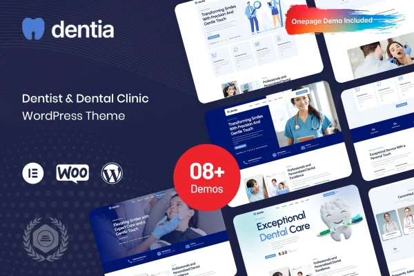 Dentia dentist and dental clinic WordPress theme preview
