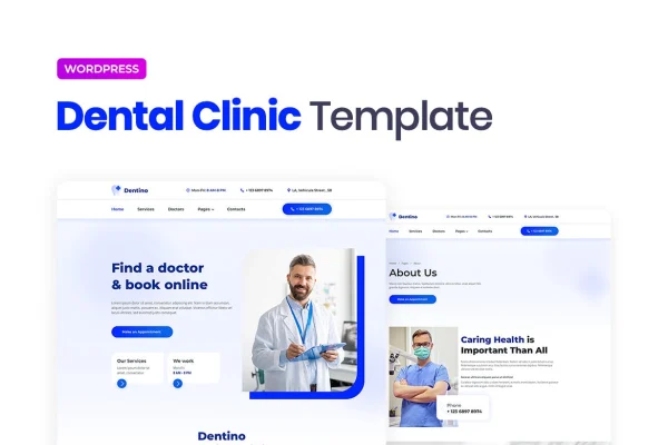 Dentino dental clinic Elementor template kit preview