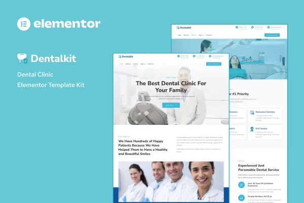 Dentistkit dental clinic Elementor template kit preview