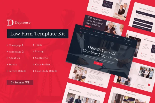 Deprouse law firm and lawyer Elementor template kit preview