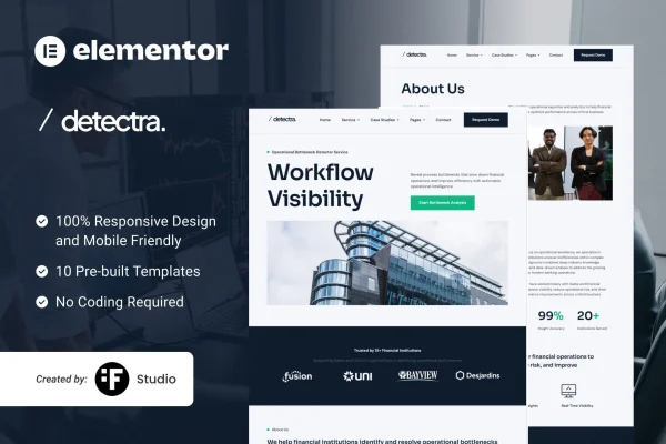 Detectra business process optimization Elementor template kit preview