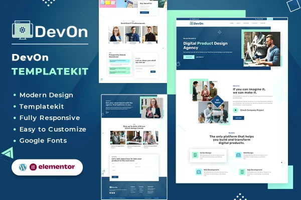 DevOn digital product design agency Elementor template kit preview