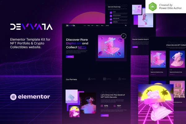 Devvata NFT Portfolio Elementor Template Kit cover image