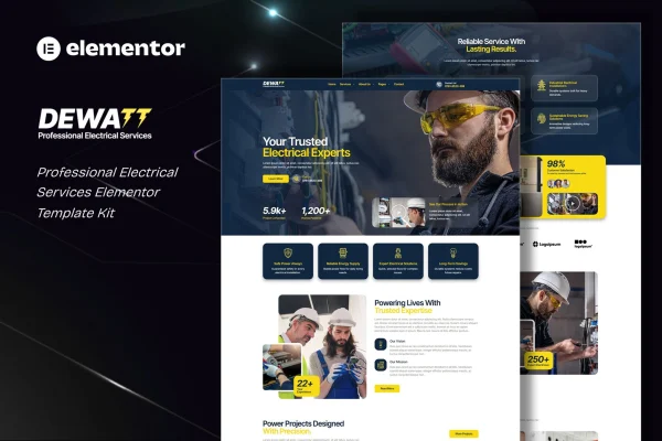 Dewatt electrical services Elementor template kit cover