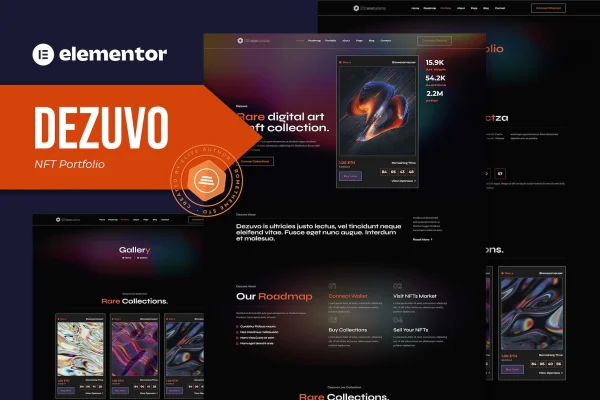 Dezuvo NFT portfolio Elementor template kit preview
