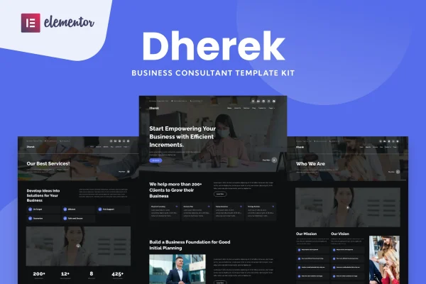 Dherek business consultant Elementor template kit preview