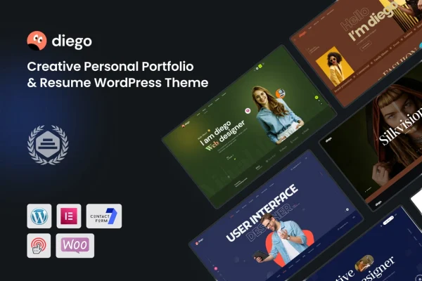 Diego creative portfolio WordPress theme preview