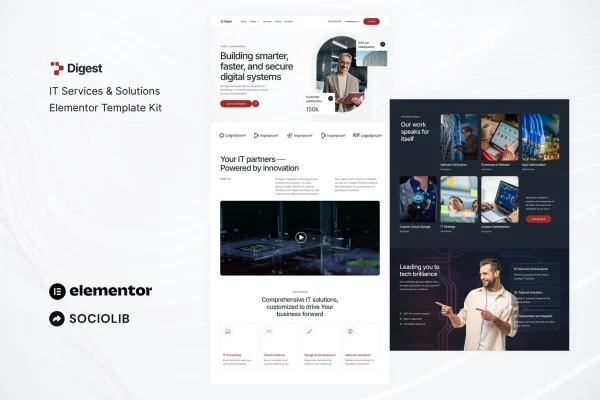 Digest IT Services and Solutions Elementor template kit preview