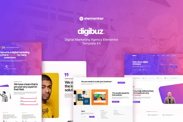 Digibuz digital marketing agency Elementor template kit preview
