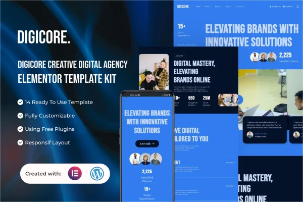 Digicore creative digital agency Elementor template kit preview