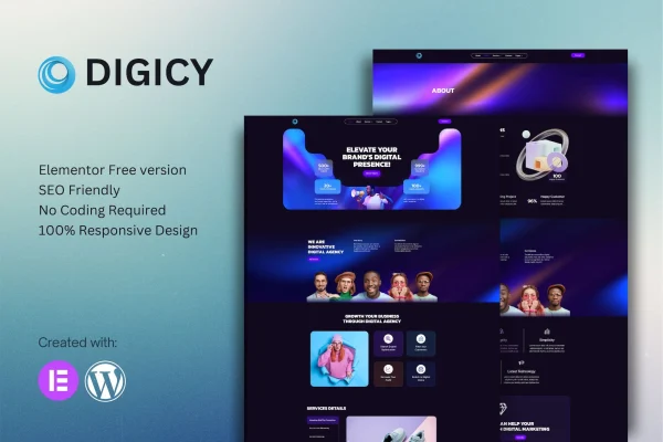 Digicy digital marketing agency Elementor template kit preview