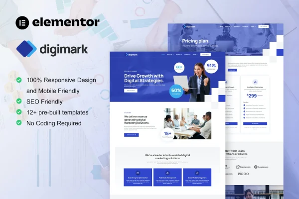 Digimark digital marketing agency Elementor template kit preview