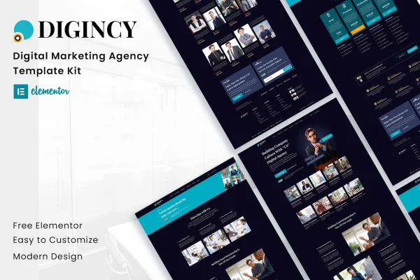 Digincy digital marketing agency Elementor template kit preview