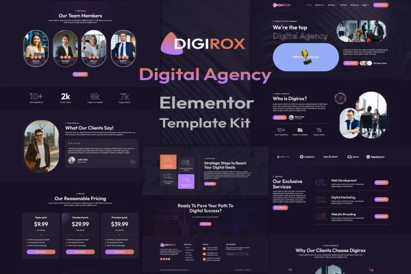 Digirox digital agency Elementor template kit preview