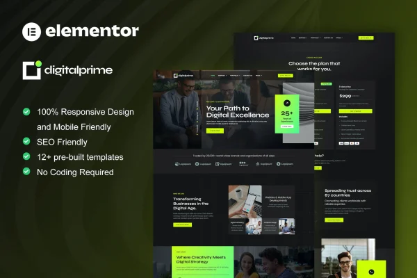 DigitalPrime digital agency Elementor template kit preview