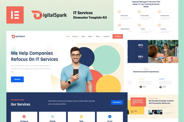 DigitalSpark IT Services Elementor template kit cover image