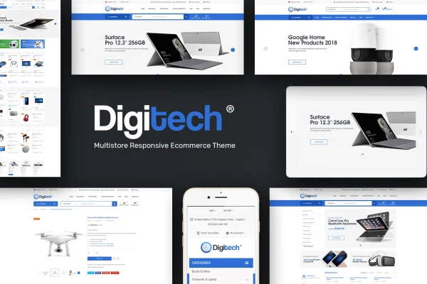 Digitech WordPress theme preview for a technology and electronics store