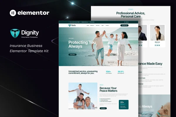 Dignity insurance business Elementor template kit cover image
