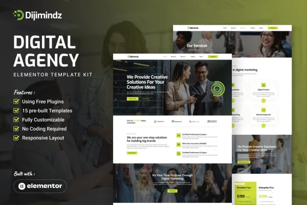 Dijimindz creative digital agency Elementor template kit preview