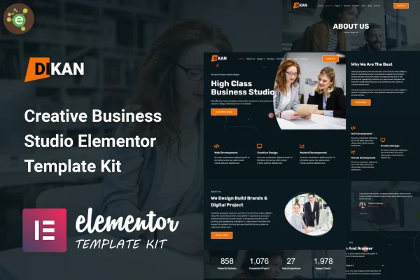 Dikan Creative Business Studio Elementor template kit preview