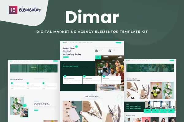 Dimar digital marketing Elementor template kit cover image