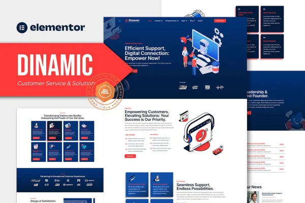 Dinamic customer service Elementor Pro template kit cover image