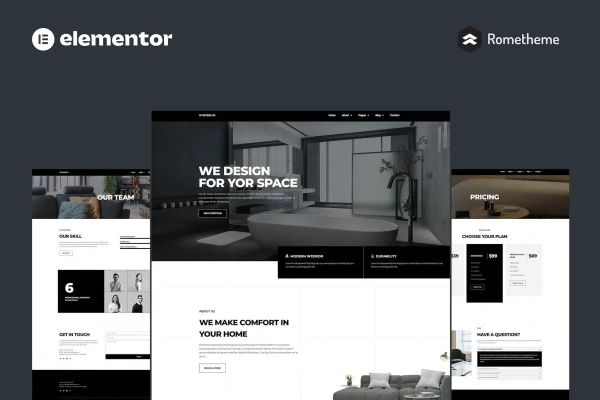 D'Interior interior design Elementor template kit preview
