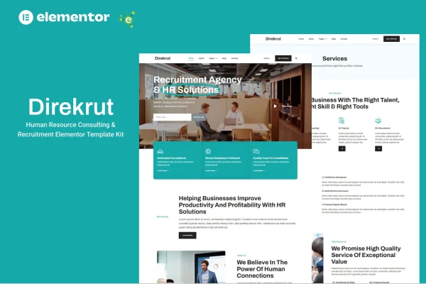 Direkrut HR consulting and recruitment Elementor template kit preview