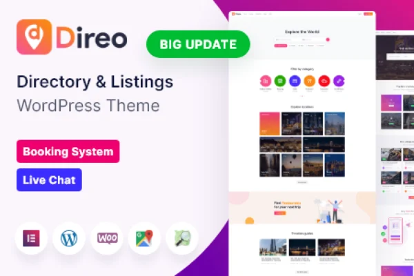 Direo directory and listing WordPress theme preview