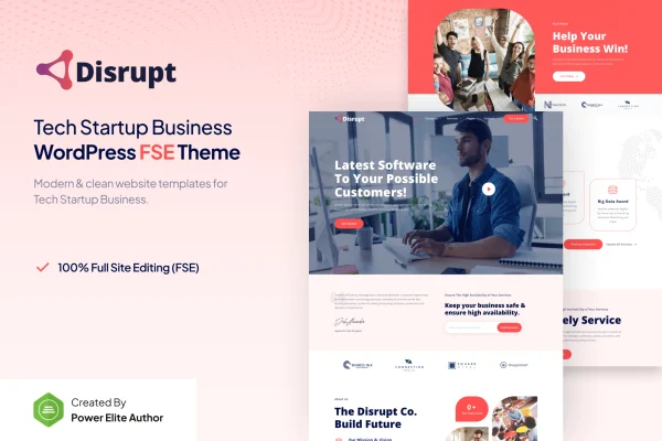 Disrupt tech startup business WordPress theme preview