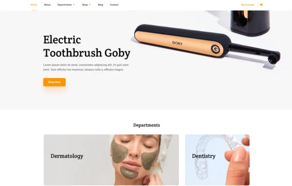 Divi Medical Ecommerce theme preview showing a medical supply online store home page