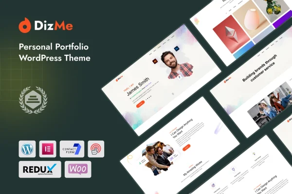 Dizme personal portfolio WordPress theme preview