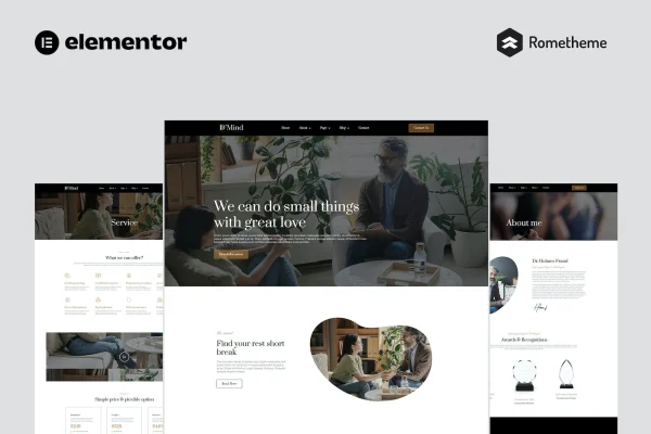 D'Mind psychology and counseling Elementor template kit preview