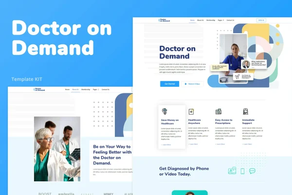 Doctor on Demand online consultations Elementor template kit preview