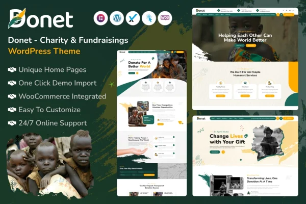 Donat charity and fundraising WordPress theme preview
