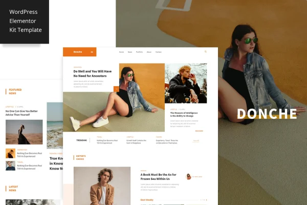 Donche news and magazine Elementor Pro template kit preview