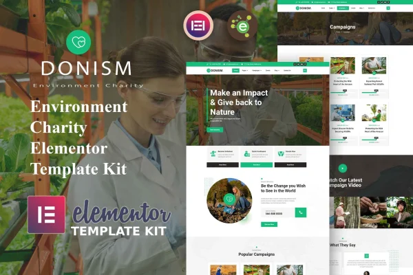 Donism environment charity Elementor template kit preview