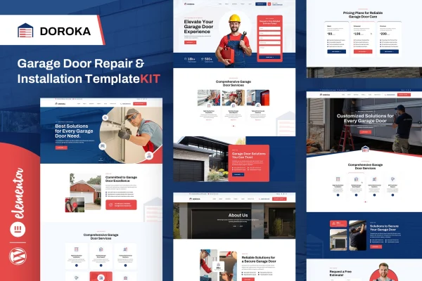Doroka garage door repair Elementor template kit cover image