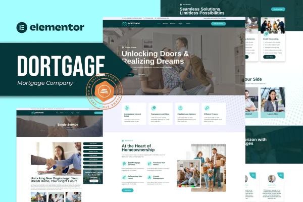 Dortgage mortgage company Elementor template kit preview