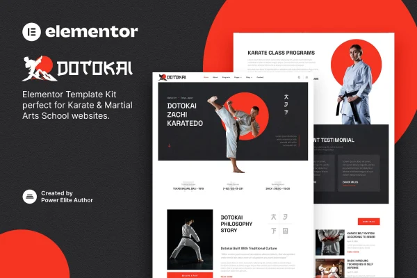 Dotokai karate and martial arts school Elementor template kit preview