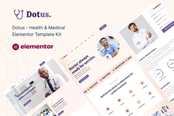 Dotus health and medical Elementor template kit preview