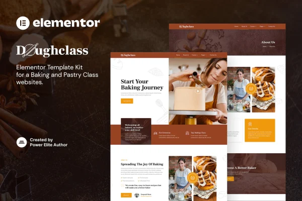 Doughclass baking and pastry class Elementor template kit preview