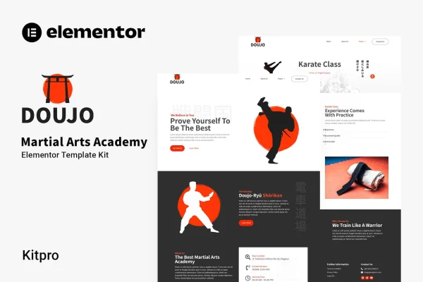Doujo martial arts academy Elementor template kit preview