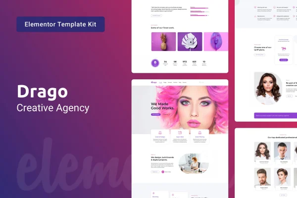 Drago creative digital agency Elementor template kit preview
